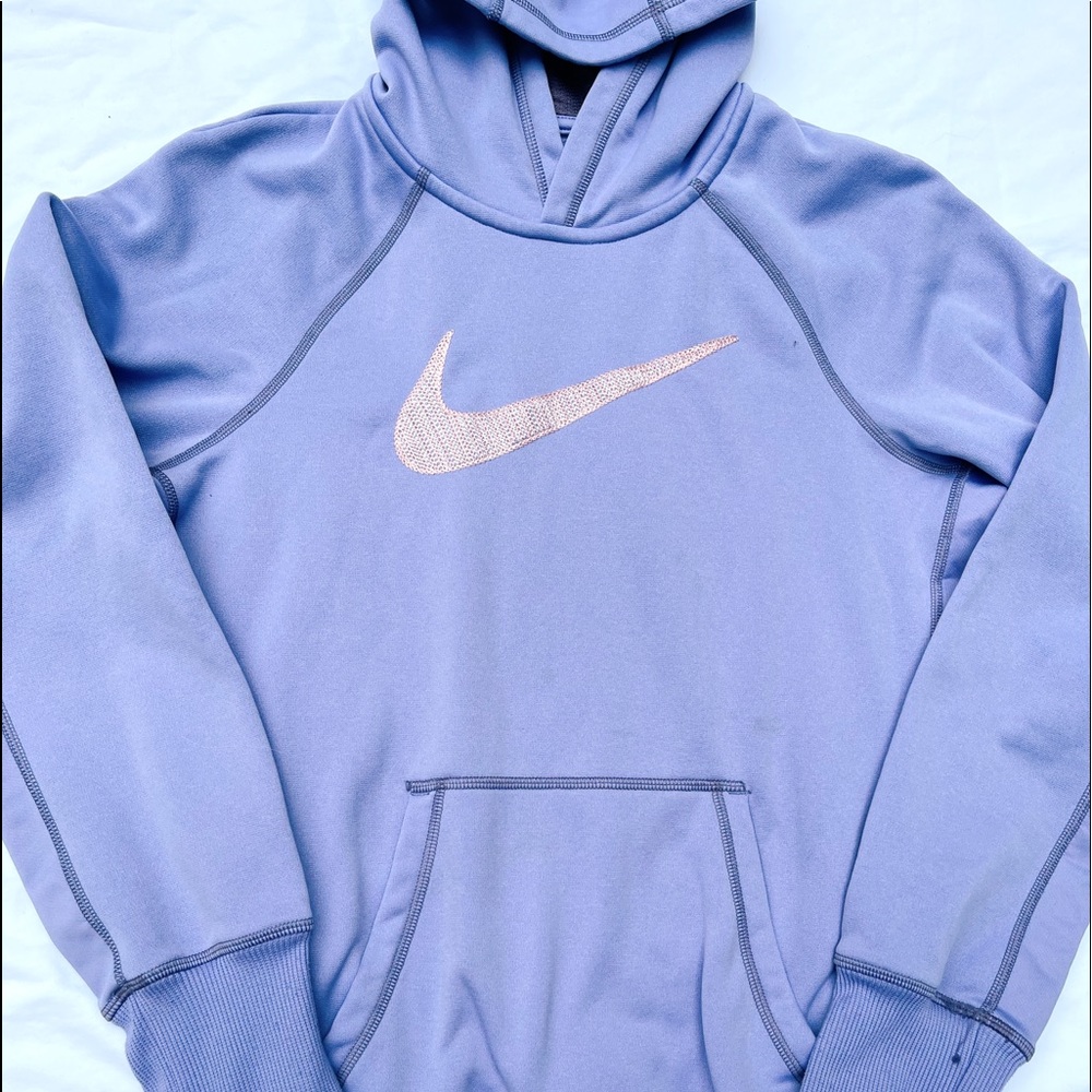 Nike lavender and pink stitch swoosh. Therma fit hoodie